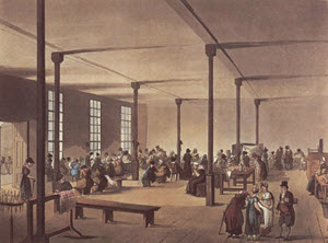 'The workroom at St James's workhouse', from The Microcosm of London (1808)